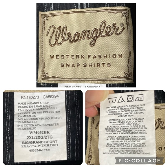 Wrangler Black Pearl Snap Striped Western Rodeo Cowboy Stylish Shirt - Sz 2XL - Picture 3 of 15